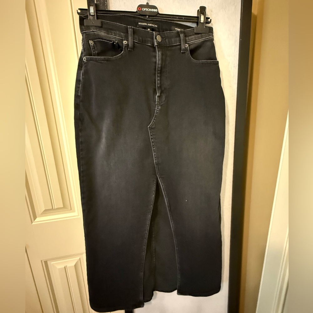Modern American Maxime long black denim skirt in Bern Black